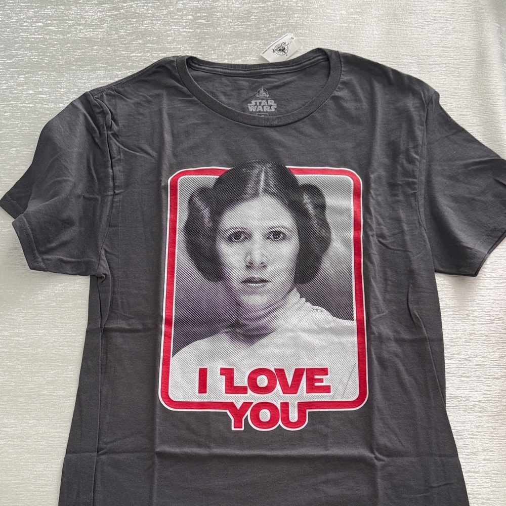 Star Wars Leia Black T-Shirt I Love You